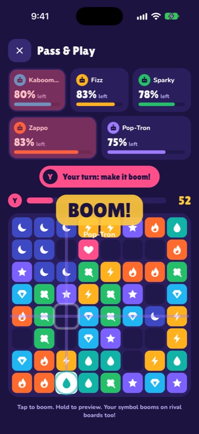 A six-player game with rival progress cards